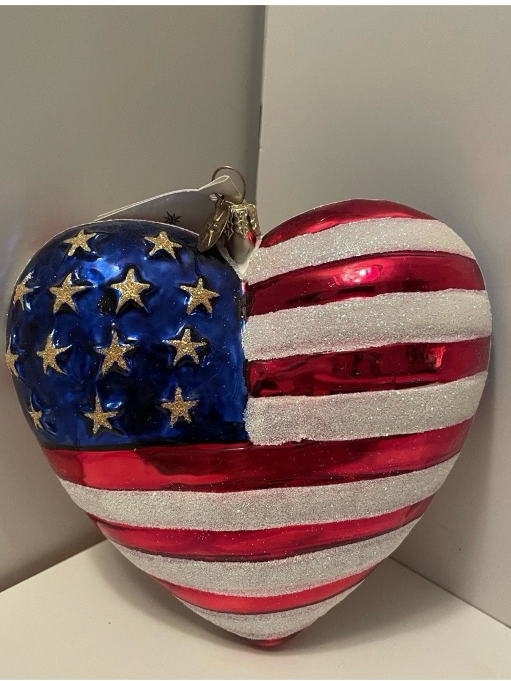 Vtg Christopher Radko Brave Heart Red Cross 9/11 Ornament 4.5” USA Flag Retired
